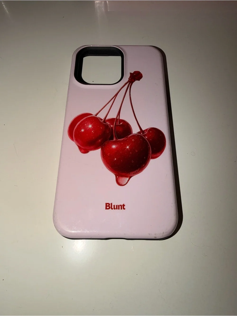 “Blunt” brand Pink Cherry Graphic Phone Case fits iPhone 15‎ Pro Max cherries